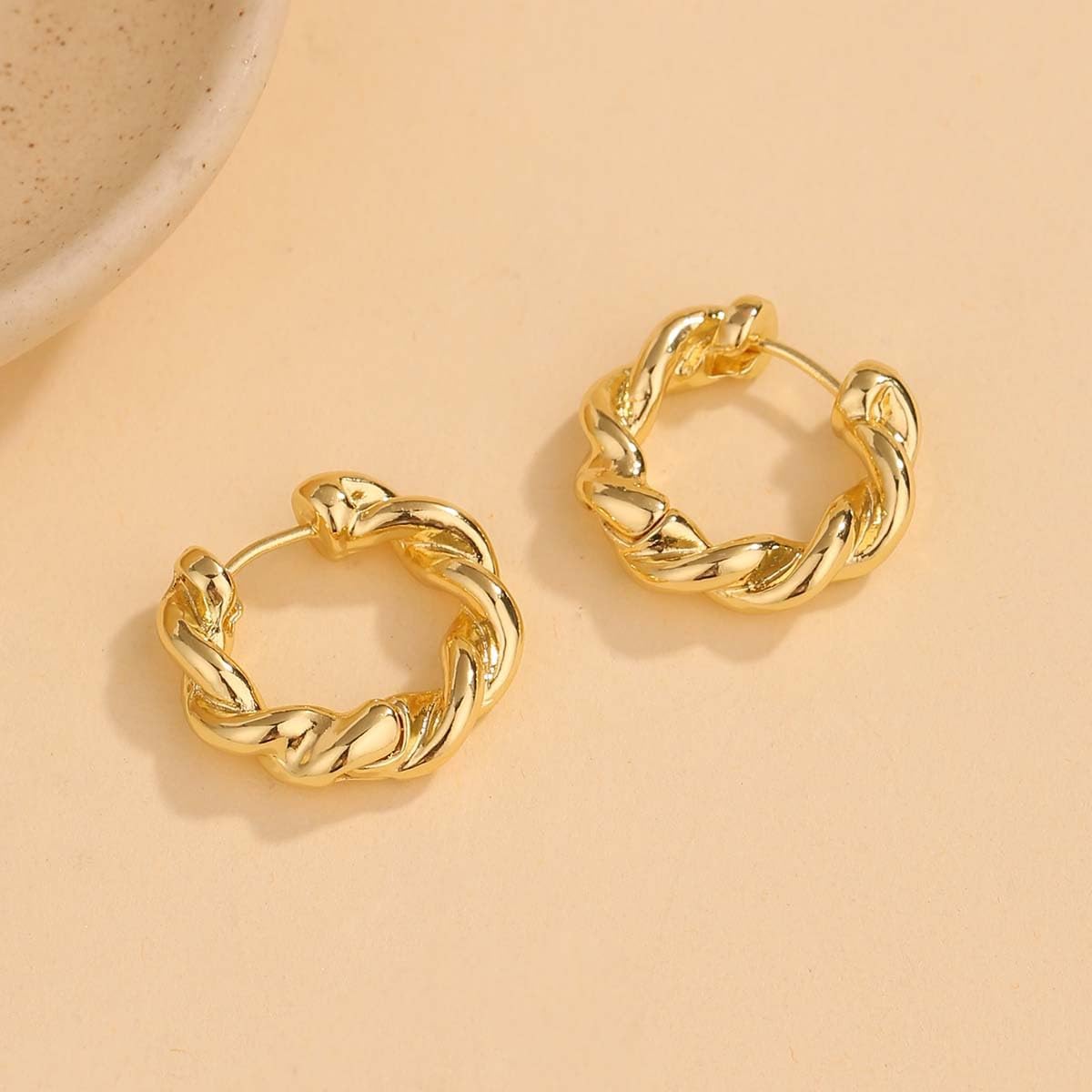 Chunky Braided Hoop Earrings for Women – 18K Gold Plated Twisted Small Hoop Earrings – Lightweight Statement Jewelry for Daily Wear and Special Occasions - Image 4