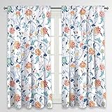 RosieLily Boho Floral Curtain, Blackout Bohemian Persian Orange Colorful Curtain Darkening Window Curtain for Bedroom Living Room, 52'x63' inch Insulated Thermal Length 2 Panel Hang in Rod Pocket