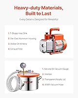 Vista 6 de VEVOR Cámara de vacío de 1.5 galones y kit de bomba de 3.5 CFM, cámara de acero inoxidable, kit de cámara de desgasificación de bomba de vacío