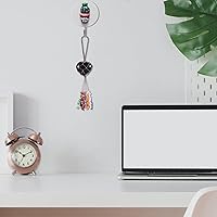 Vista 4 de mookaitedecor Adorno colgante en forma de corazón de obsidiana negra, 7 piedras curativas de chakras, borlas de cristal para decoración de automóvil