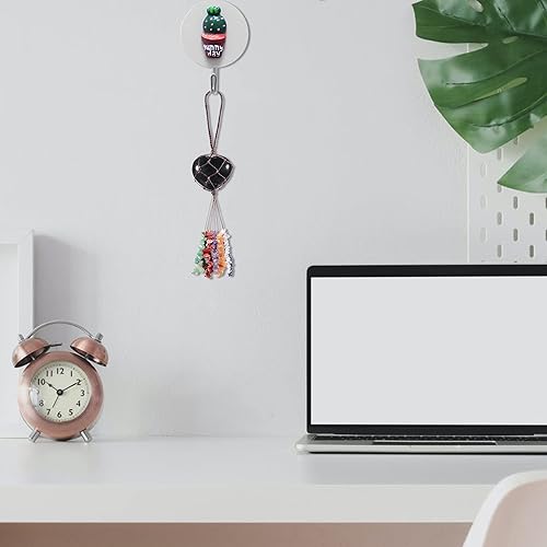 Miniatura 4 de mookaitedecor Adorno colgante en forma de corazón de obsidiana negra, 7 piedras curativas de chakras, borlas de cristal para decoración de automóvil