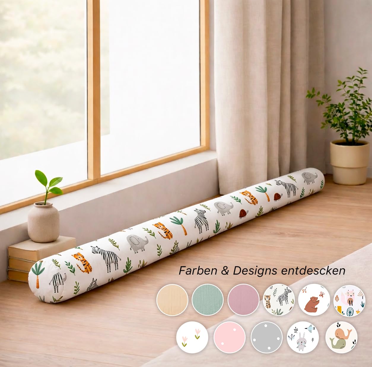 Oreiller Corps Latéral - Traversin Long XXL avec Tissu 100% Coton - Lavable et Résistant - 10 cm Epaisseur - Oeko-Tex (Savane, 400 cm)