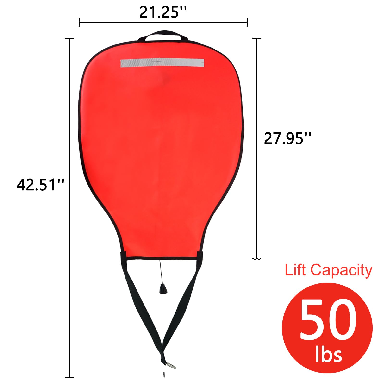 Luwint Scuba Lift Bag Diving Lifting Bag 50 Lbs High Visibility Lift Bag Foldable Safety Nylon Buoyancy Bag with Reflective Band Over Pressure Valve Open Bottom Lifting Bag for Dive Scuba Snorkeling