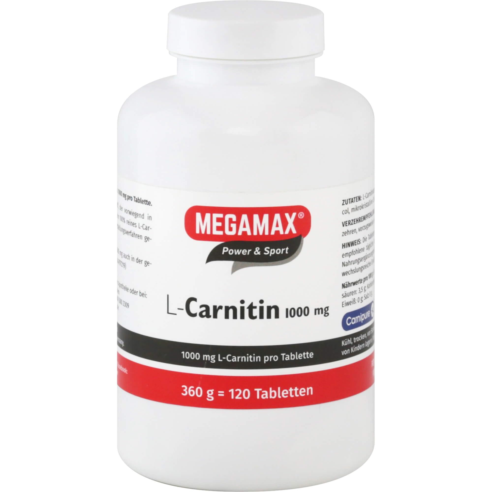 Megamax L Carnitin 1000 mg 120 Tabletten