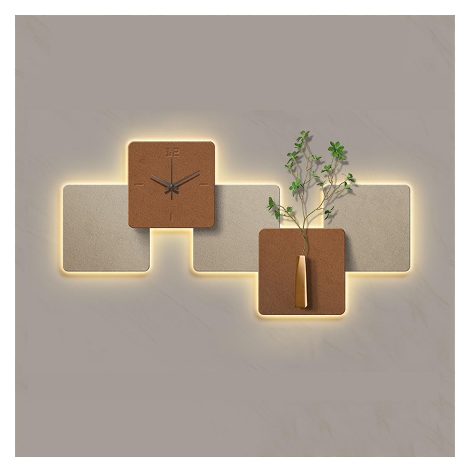 Reloj Cocina Lámpara de Pared 3D Relojes Cuadrados Escultura artística Colgante(Green,XXL)