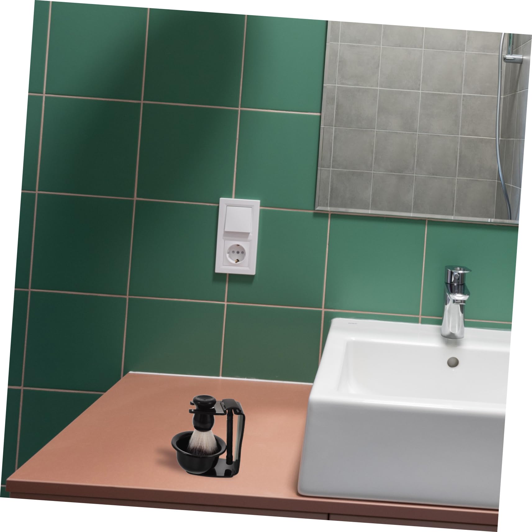 WOONEKY Set da Barba Tradizionale da Uomo Compatto e Leggero Spazzola per Baffi, Ciotola per Rasatura in Plastico e Supporto per Rasoio per Viaggi di Lavoro