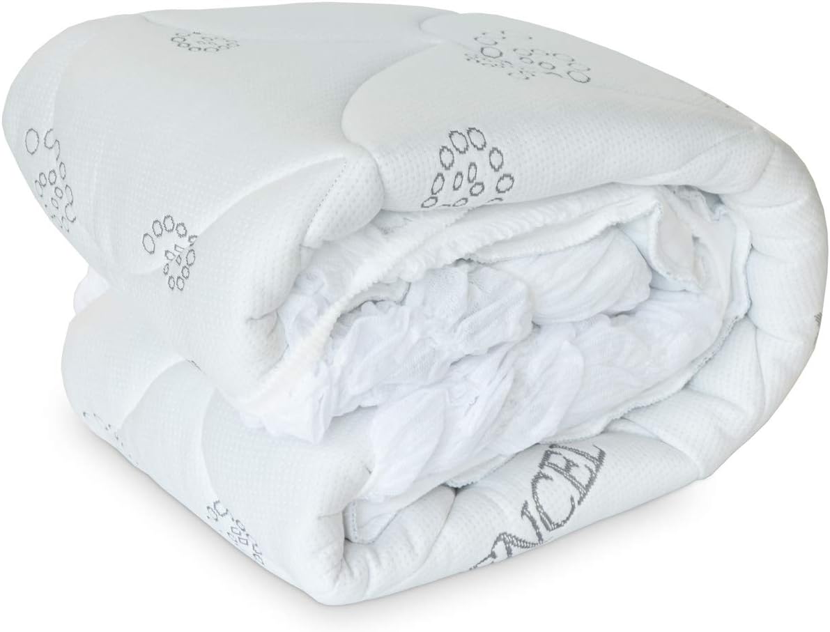 Spa Luxury Plush Dorm Cool Touch Tencel Lyocell - Poly Knit Mattress Pad (Twin XL) White