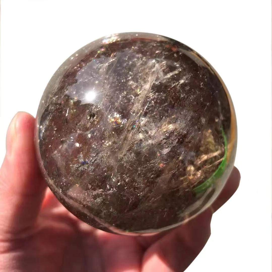 DPURPIWADY 1pc Dark Clear Smoky Quartz Crystal Ball Sphere 70mm-75mm