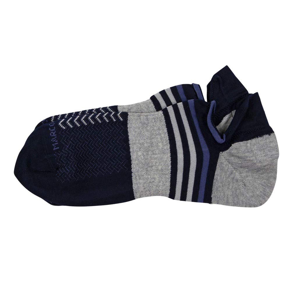 Marcoliani Milano No Show Invisible Touch Pima Cotton Sneaker Herringbone Stripes Mens Dress Socks