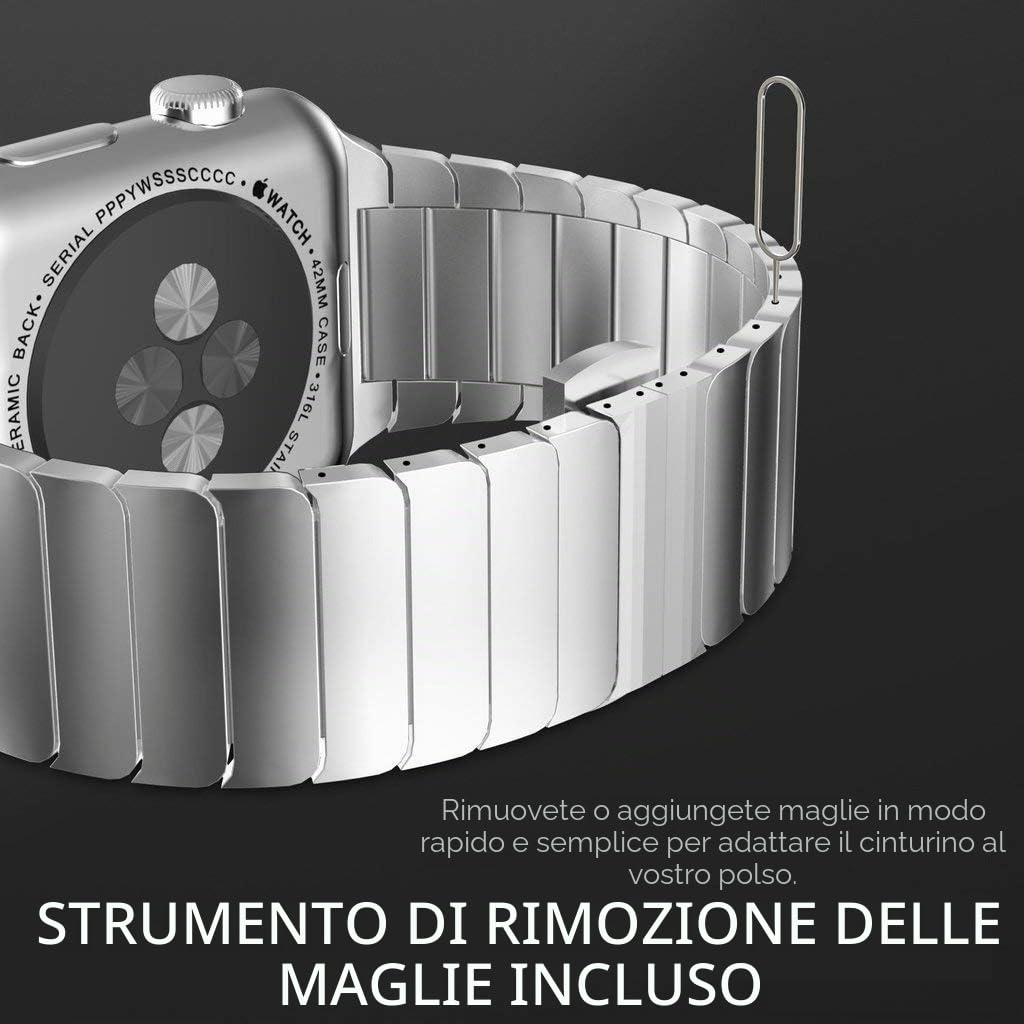 NewWays Cinturino in metallo da 49 mm, 46 mm, 45 mm, 44 mm, 42 mm, 41 mm, 40 mm, 38 mm, compatibile con Apple Watch, cinturino di ricambio in solido acciaio inox per iWatch Ultra/Ultra2