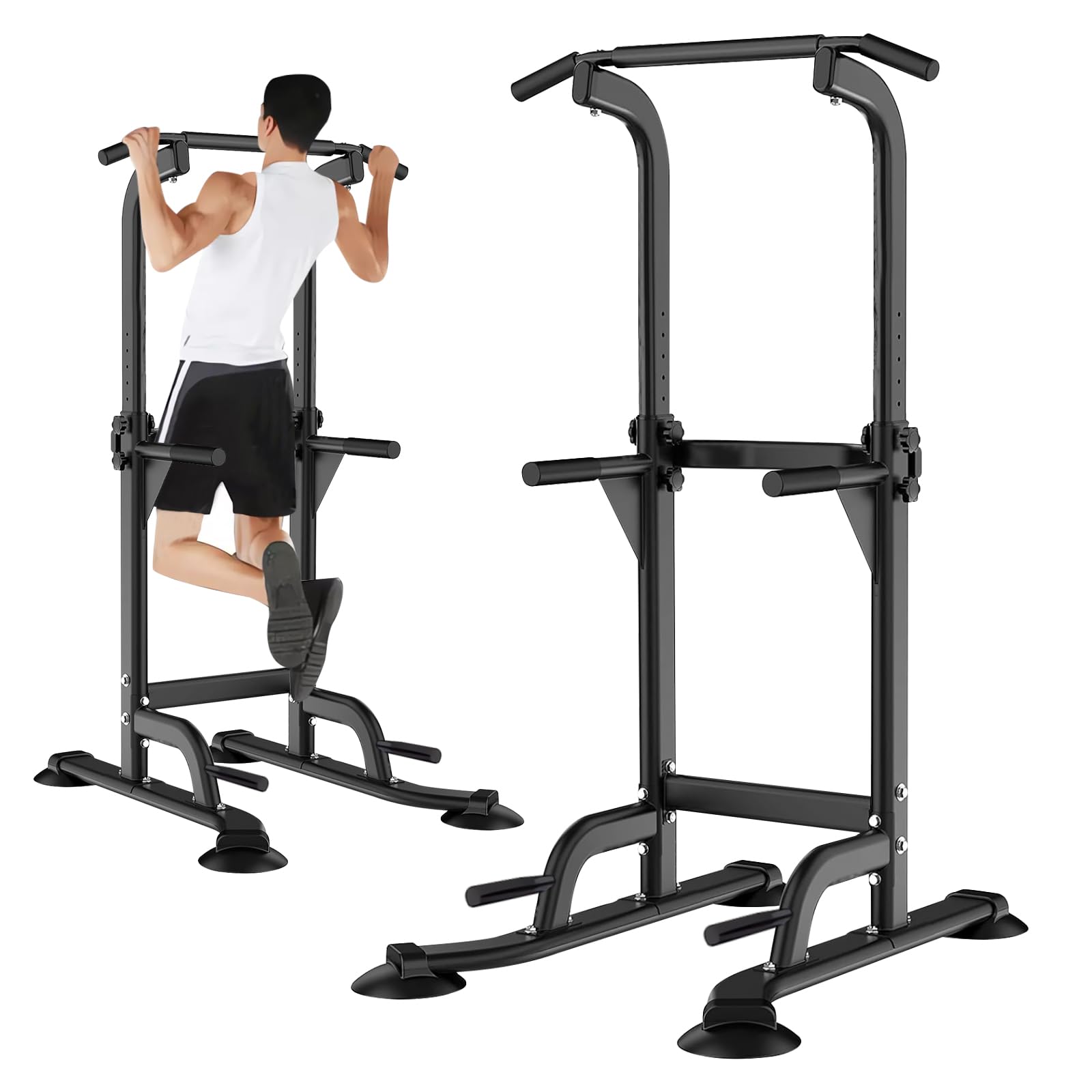 Supaliss 懸垂 懸垂マシン ぶら下がり健康器 懸垂バー 【コンパクト/10段調節/耐荷重150kg】 チンニングスタンド 筋トレ 背筋 腹筋 大胸筋 懸垂機 (黒)