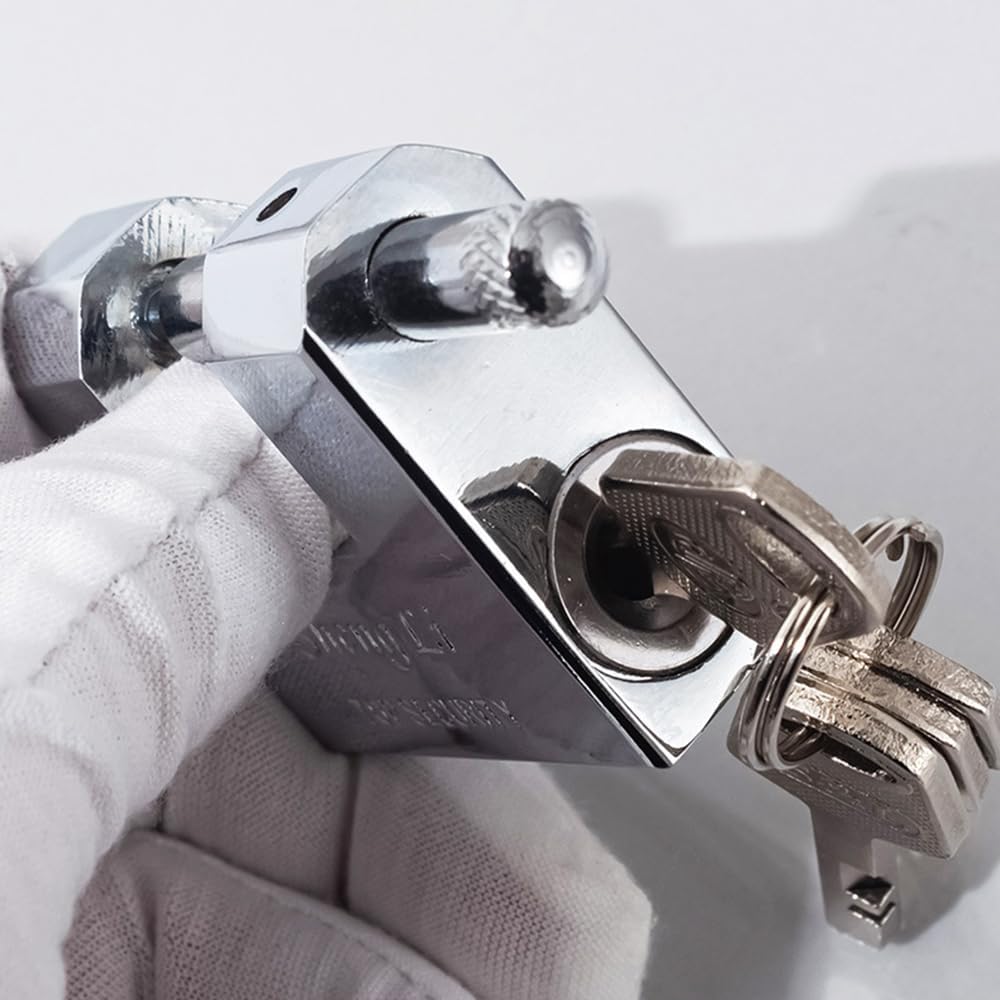 D-Shaped Heavy Stainless Duty Security Padlock,Hardened Solid Steel Hardware Monoblock Lock,10mm Thick Shackle for Outdoor,Garages,Containers,Sheds, Lockers,Gates and Warehouse Protection(70mm-4 Keys) D-Shaped 70mm image 5 of 8 B0DLSND5XN