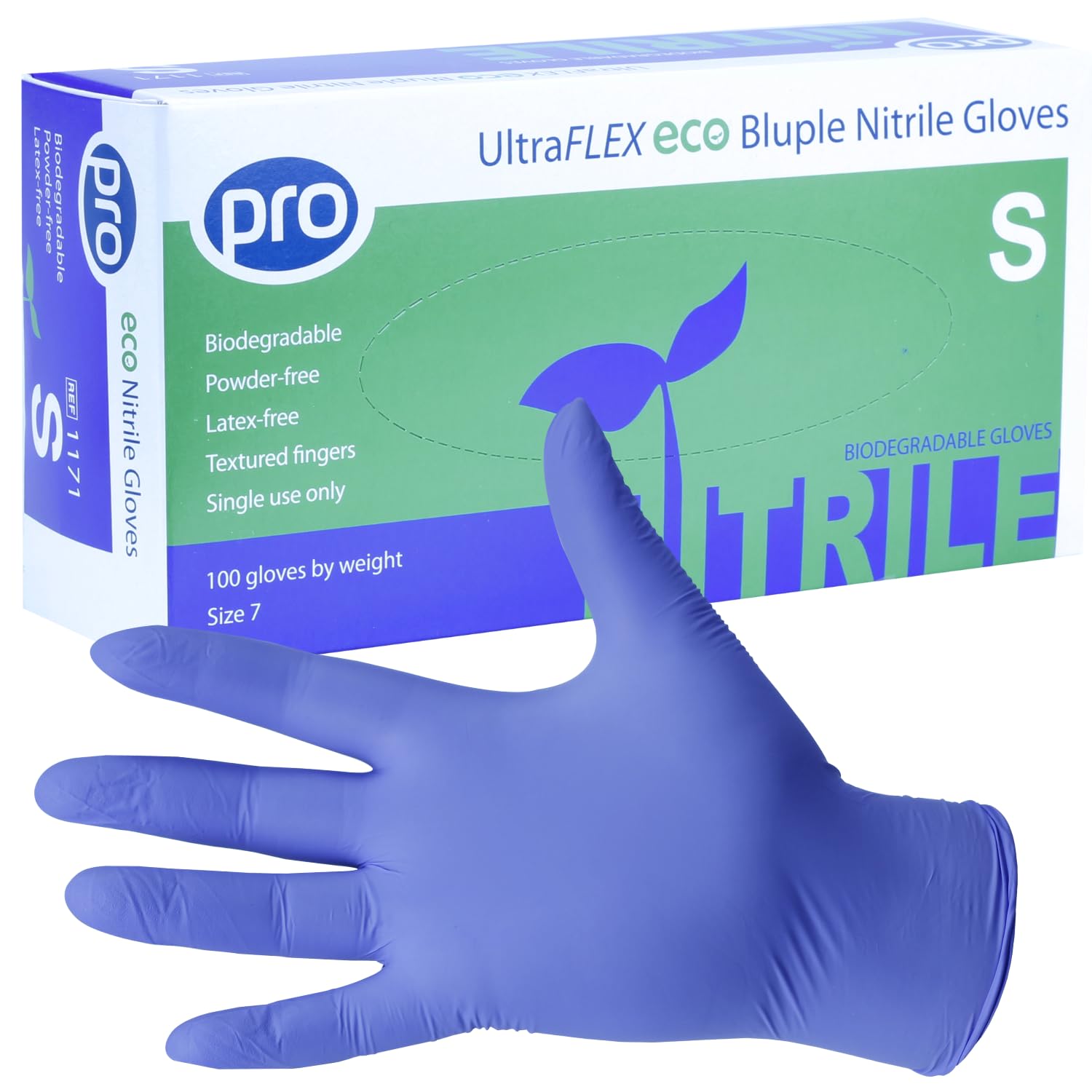PRO UltraFLEX Bluple Biodegradable Disposable Gloves - Purple/Blue Nitrile Gloves Disposable Small - 100x Pack - Powder-Free - Latex Free - Food Safe — image 1