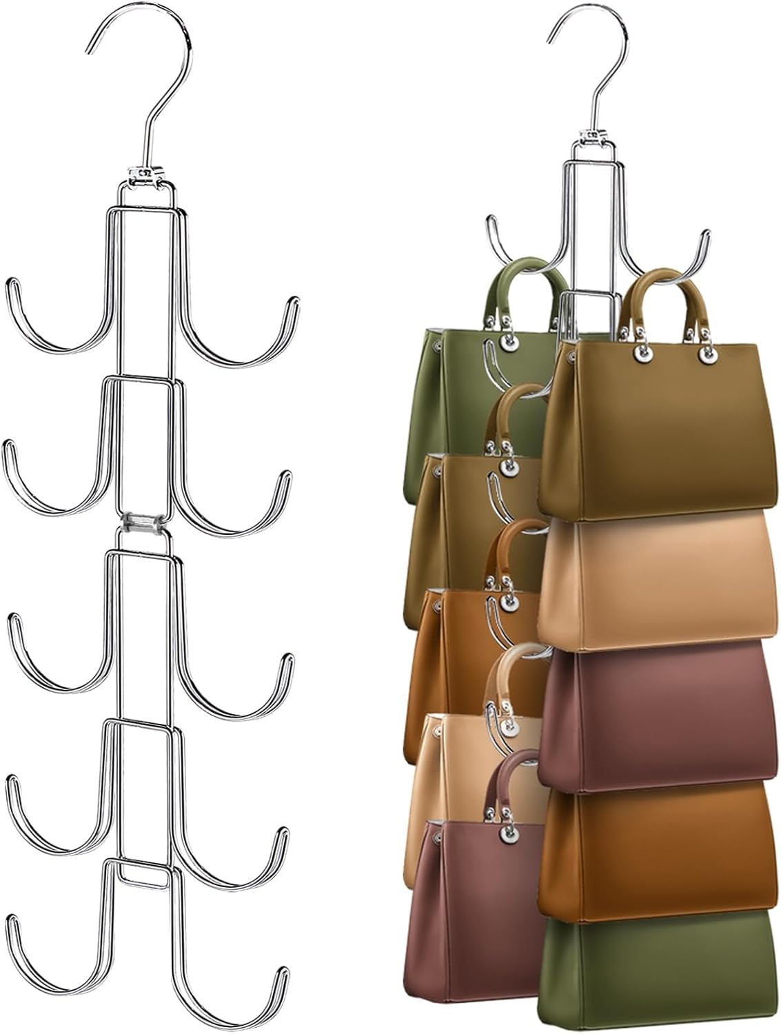 Purse Organizer Closet Upgraded Hanger 10 Hooks 360 Rotation