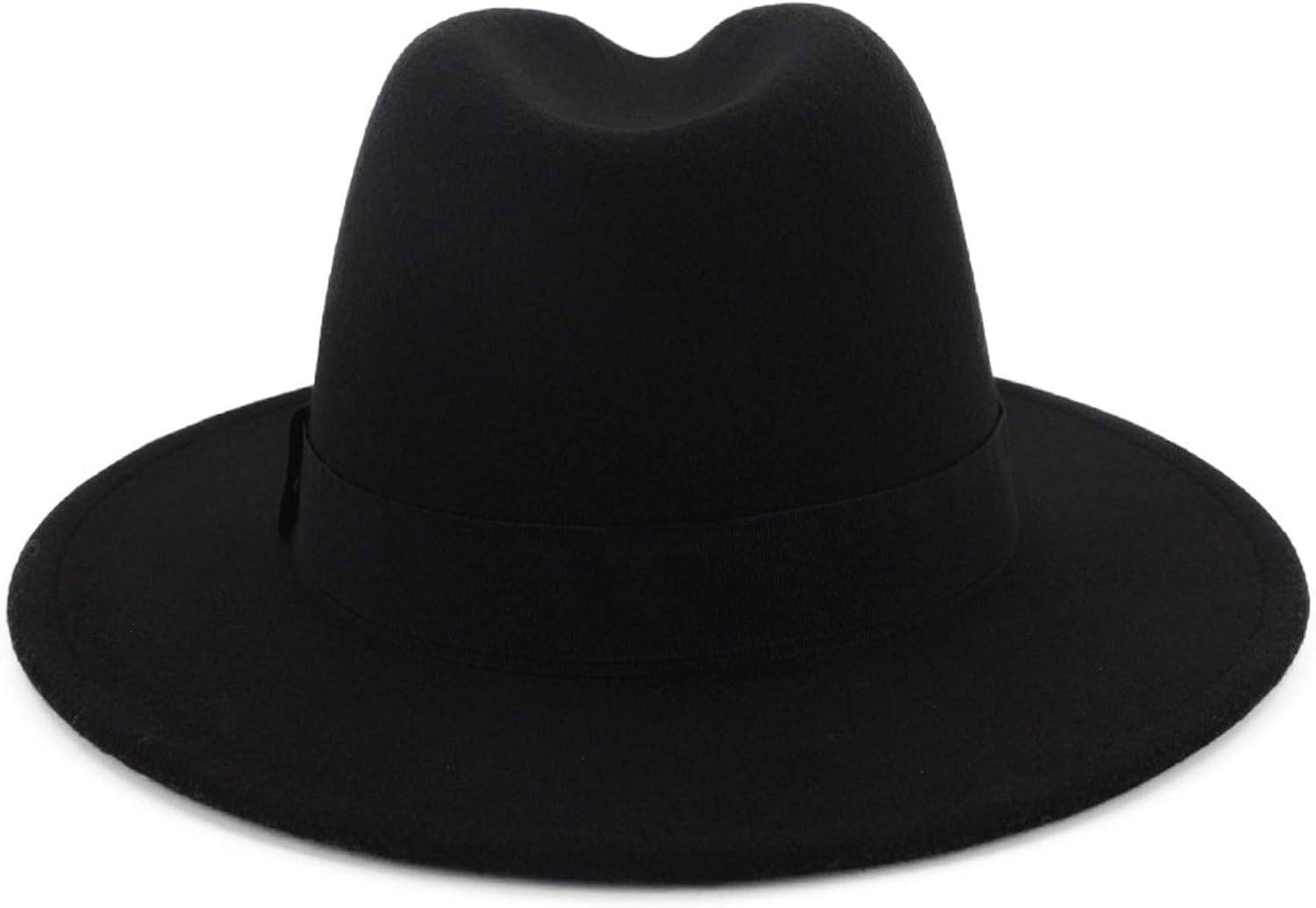 EXTREE Men & Women Wide Brim Wool Felt Fedora Hat with Belt Buckle Two Tone Patchwork Unisex Floppy Panama Hat Cowboy Cap Sunhat Black-red