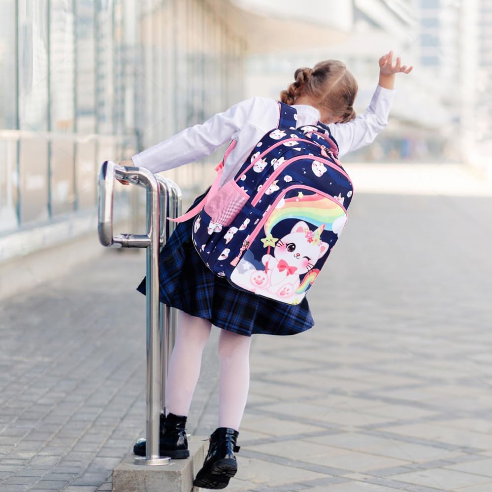 Girls Backpack for Elementary Kids School Bookbag Set Cute Unicorn Backpacks for Girls Water Resistant - Image 2