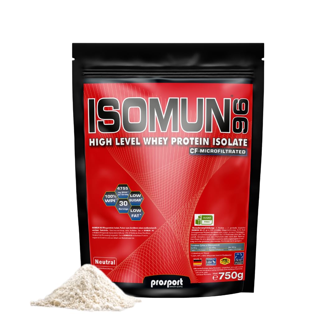 Prosport ISOMUN® 96, 750g Beutel – Whey Protein Isolat, 90,0 % Eiweiß, CFM-gefiltert, laktosearm, zuckerfrei, neutraler Geschmack