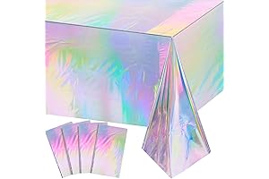 FunnyPars - 4 Pack Iridescent Decoraciones para Fiesta Holographic Foil Tablecloth