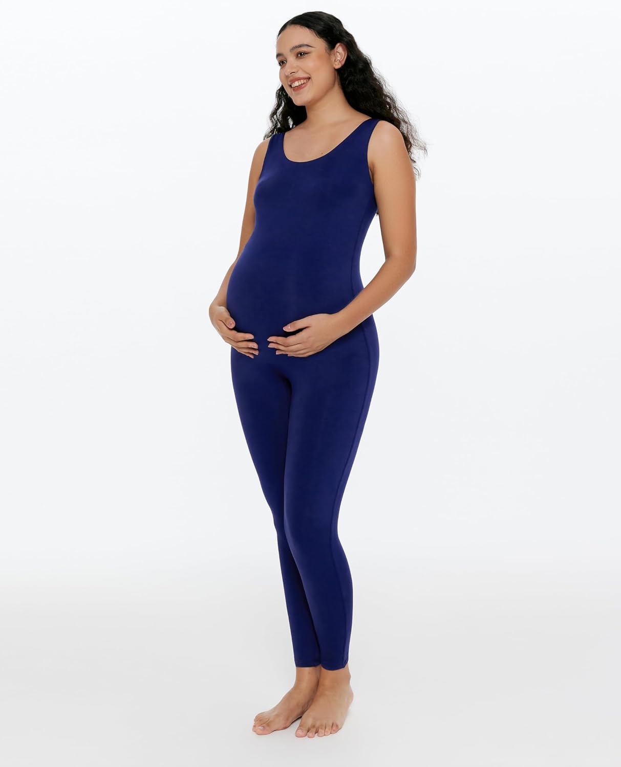 POSHDIVAH Women's Maternity Jumpsuit Romper Pregnancy Leggings Sleeveless Tank Top Bodycon Bodysuit Shapewear - Image 2