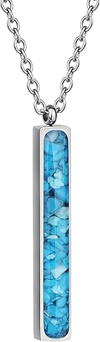 Lauren-Spencer Collar de barra de piedras preciosas verticales para mujer, delicado collar con dije de barra de sodalita y malaquita turquesa para