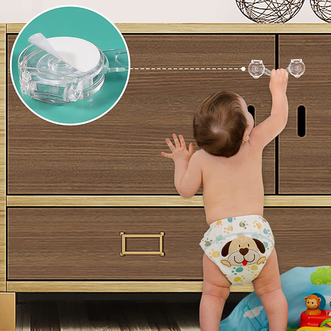 Cerraduras de seguridad para niños,cerraduras para bebé para armarios seguridad del cajón del bebé cerradura de la puerta bebéUtilizado en refrigeradores y baños（10 Piezas ）