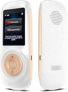 Smart Language Translator Device with Voice 2.4 Inch Touch Screen 70 Languages in 120 Countries WiFi Pocket Electronic Translators for Learning Traveling Shopping,White