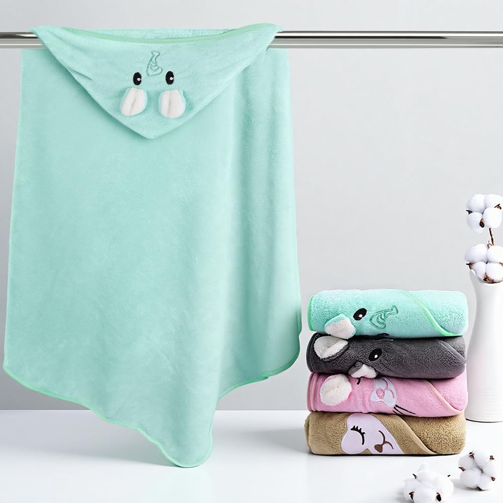DiULi Serviette de Bain Bébé à Capuche 80x80 cm, Cape de Bain Bébé Naissance Ultra Douce et Absorbante, Sortie de Bain Poncho avec Capuche Animal Bébé Fille Garçon, Cadeau de Naissance