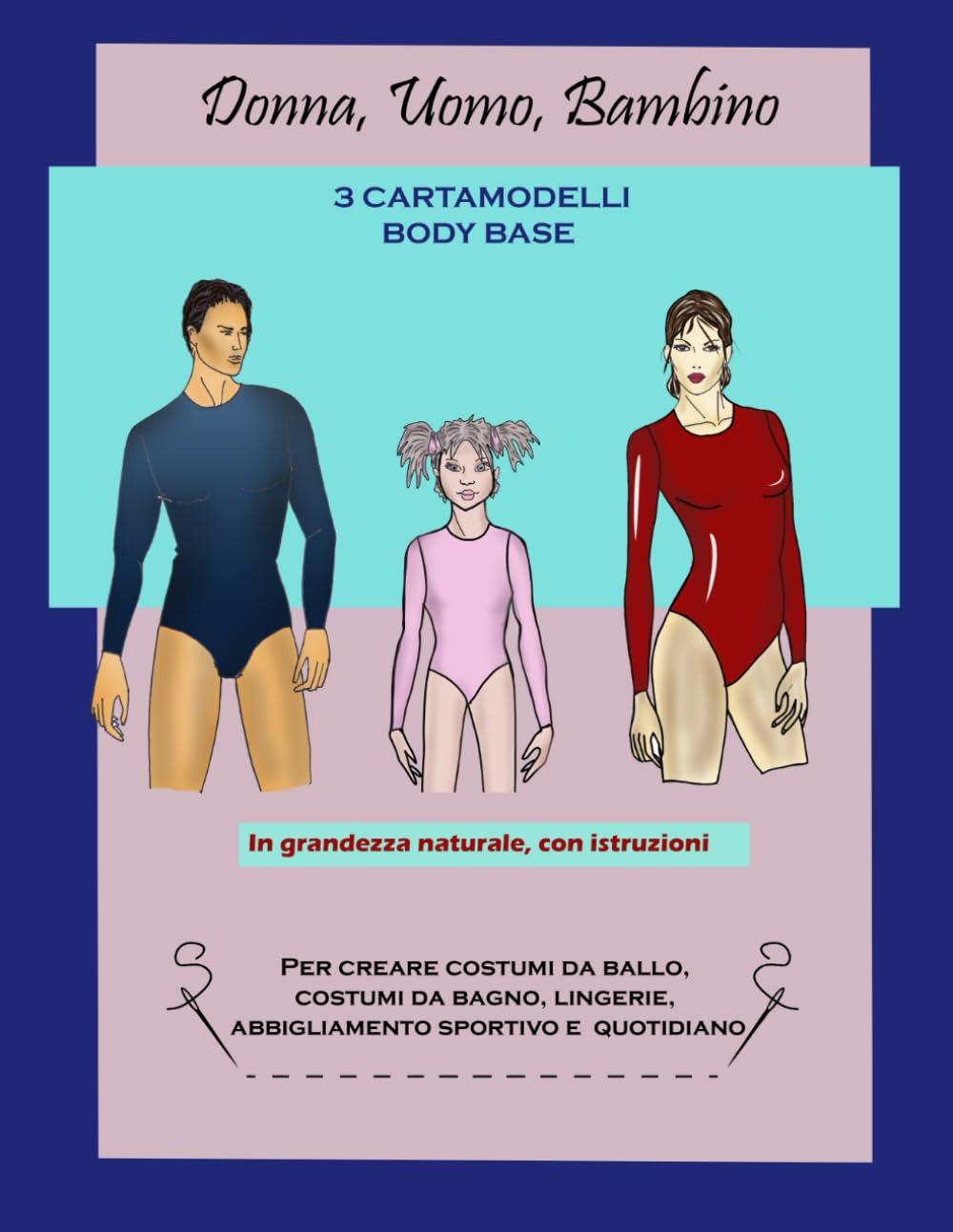 Donna, Uomo, Bambino. 3 Cartamodelli di body Base: In grandezza naturale, con istruzioni