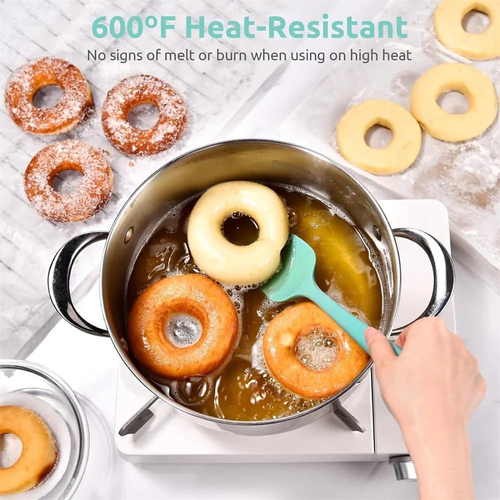 Juego de espátulas de Silicona for Cocina, 600 °F, raspador de Silicona Flexible de Alta Temperatura for cocinar, Mezclar, Hornear, Servir y Revolver(Red)