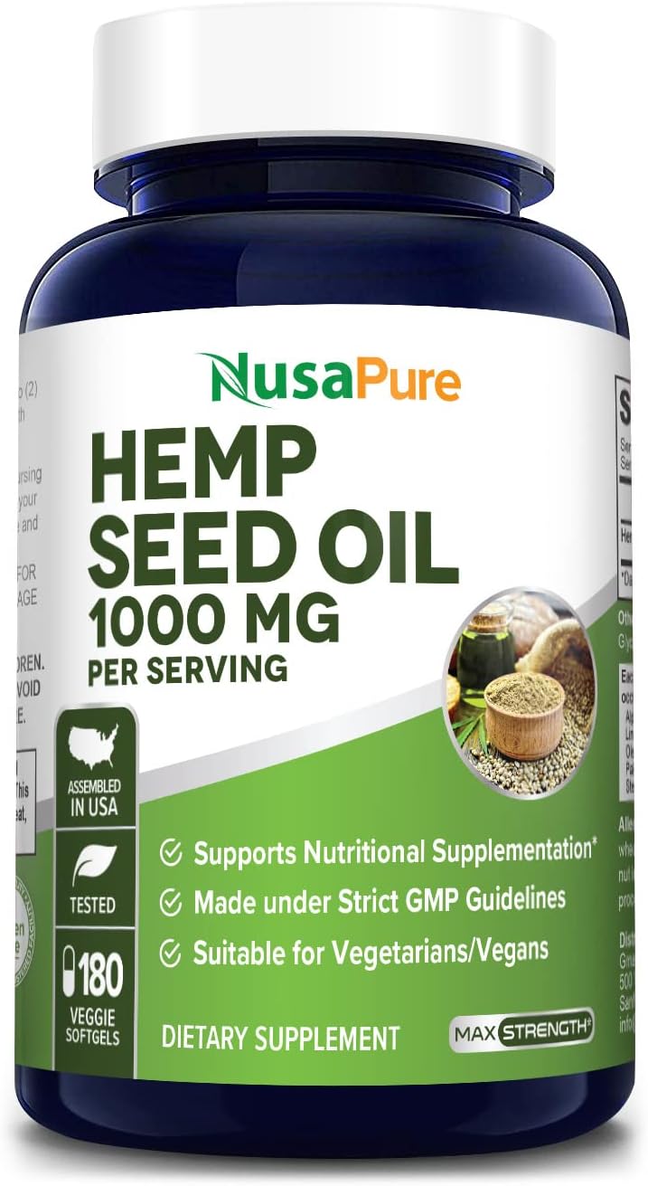 Hemp Oil Capsules | 90,000 mg Per Bottle | 180 Veggie Softgels | Max Potency | Non-GMO, Gluten Free