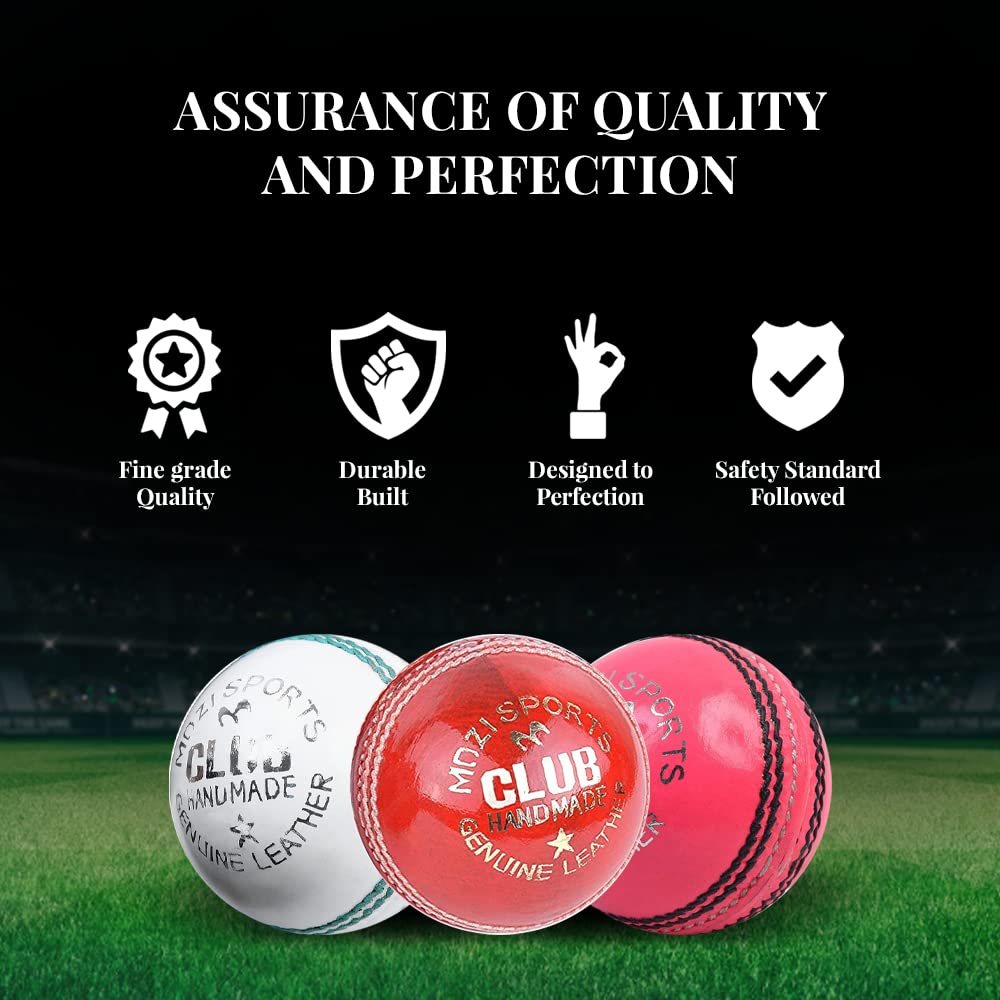 Mozi Sports® Junior Cricket Balls School Youth Leather Hard Balls Weight 4.75oz Pack of 6