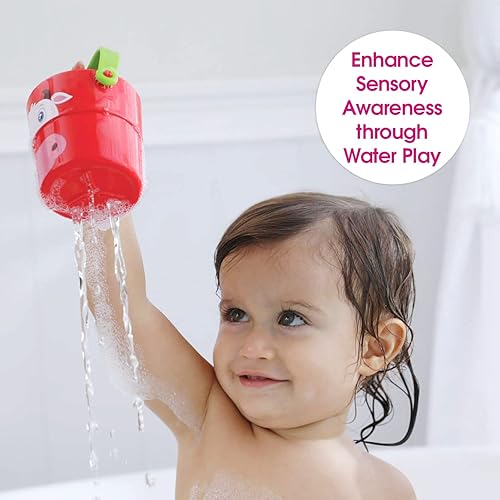 Miniatura 5 de Edushape Juguete de baño de cubo mágico de agua, 6 coladores únicos, juguete de aprendizaje Montessori para el desarrollo infantil temprano, enseña