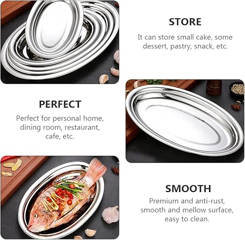 Miniatura 6 de Cabilock 1 plato de decoración de boda cacerola de inducción servidor pescado simple bandeja de metal para servir plato de fiesta con tapa, platos