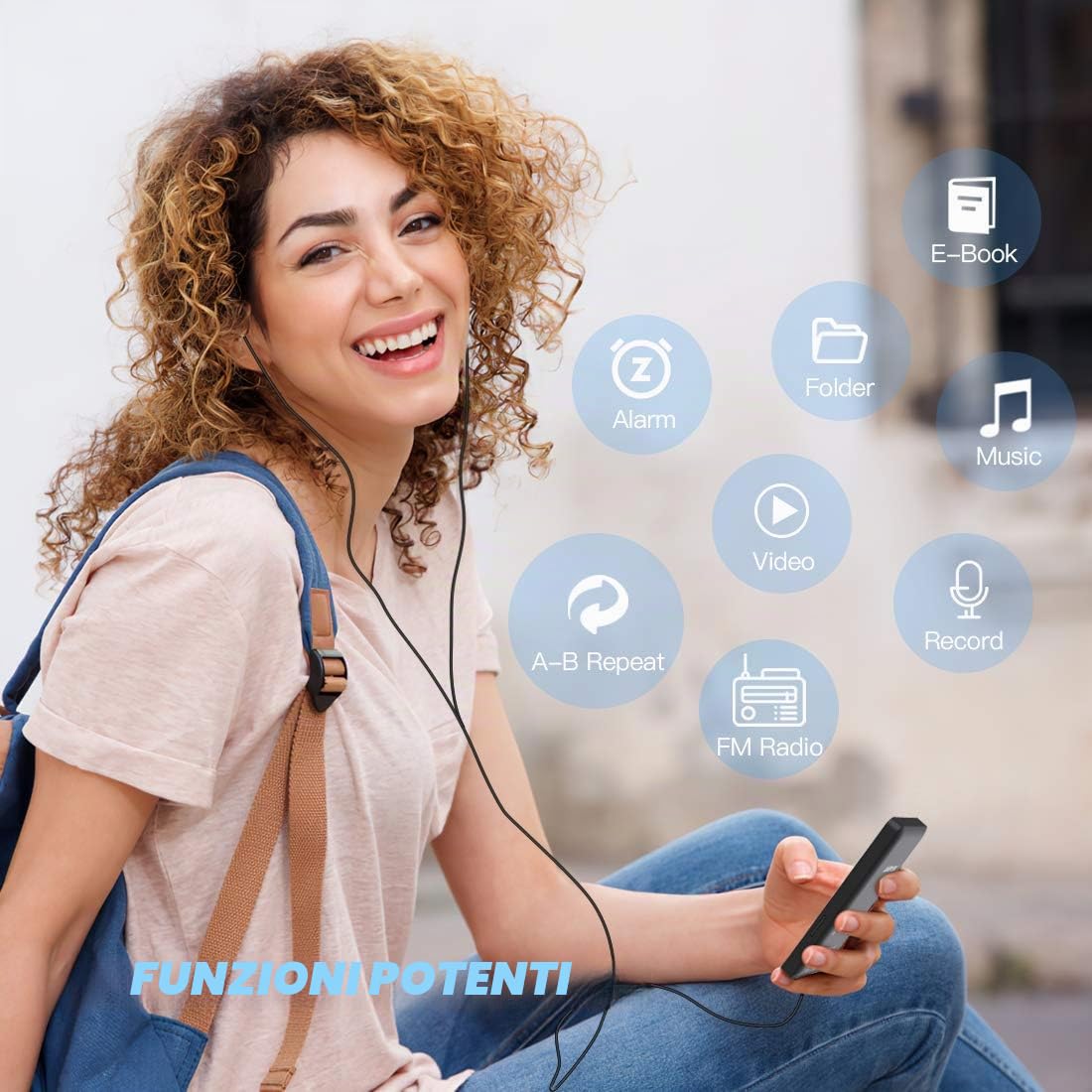 AGPTEK Lettore MP3 Classico 16 GB, Fino a 70 Ore di Autonomia, Schermo da 1,8 Pollici, Design Compatto e Portatile, Riproduzione Musicale HiFi senza Perdite, Espandibile fino a 128 GB con Scheda TF