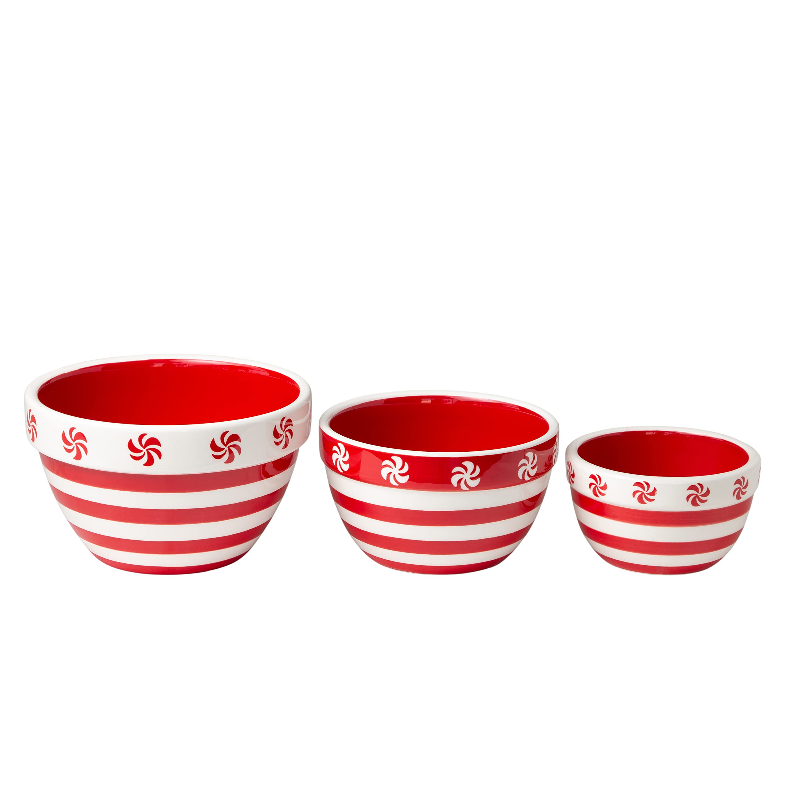 Terramoto Ceramic 3 Piece Mixing Bowl Set (Peppermint)