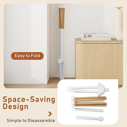 Miniatura 6 de Giantex Estante de secado de ropa de 4 patas, estante de secado de ropa plegable con 8 varillas de bambú para colgar, 40 ranuras para colgar y marco