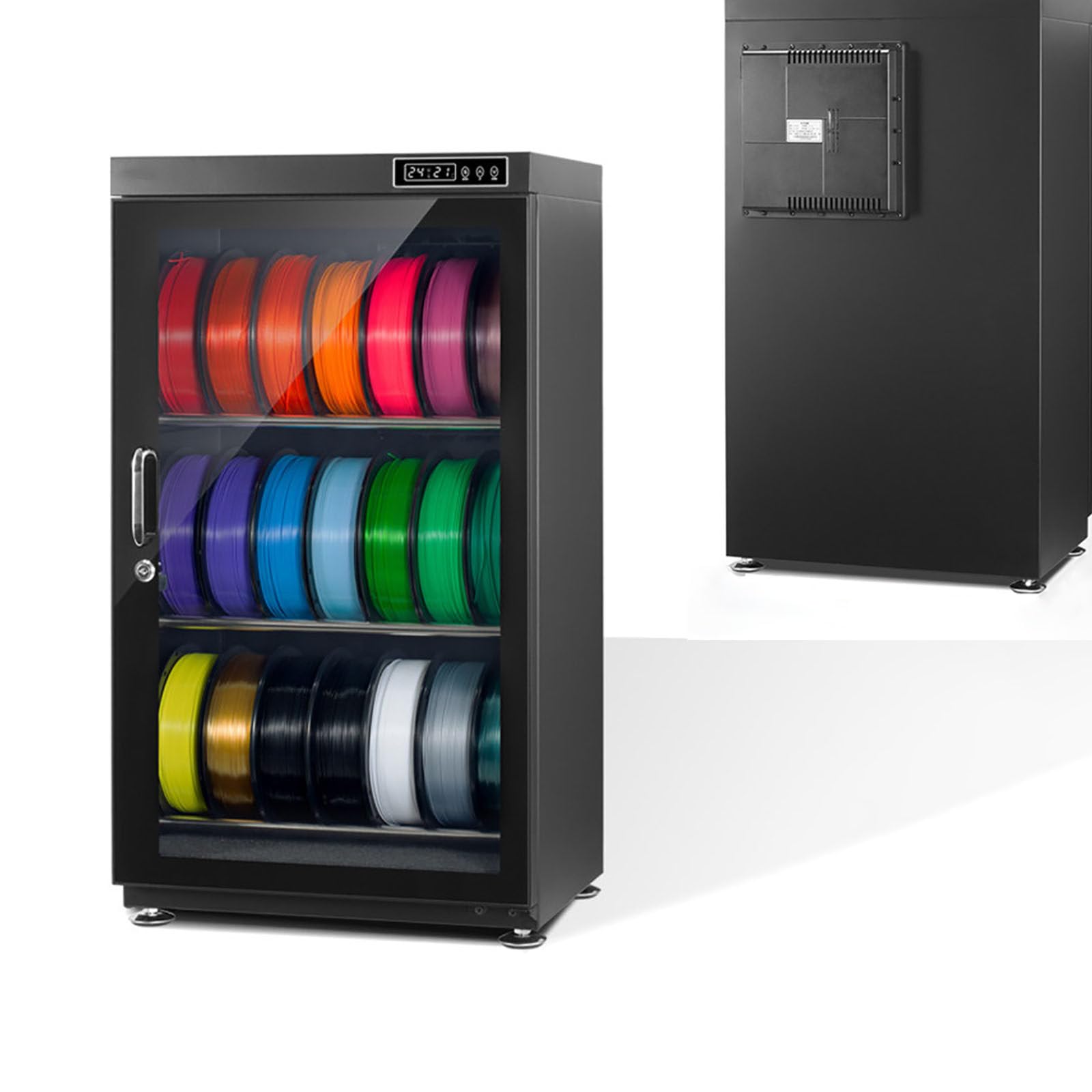 ALSUP Industrial 3D Filament Dry Cabinet, 15-60% RH Humidity Control, Holds 10-12/15-21 Spools, for PLA ABS PETG TPU Nylon 115L