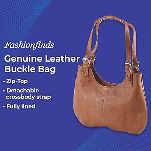Genuine Leather Buckle Bag, Women's Purse with Magnetic Snap