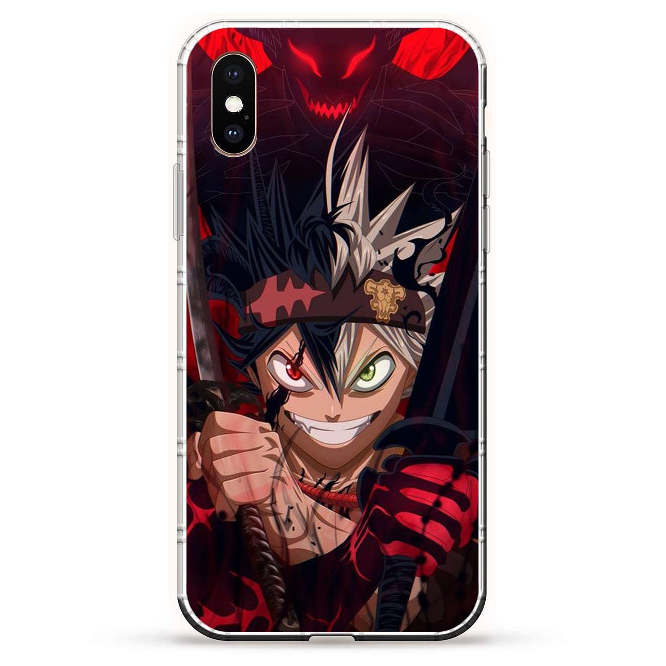 SEINC Black TPU Phone Case for Apple iPhone X/XS, Clover Anime Asta-Liebe Unite Black 2 Thin Soft Matte Rubber