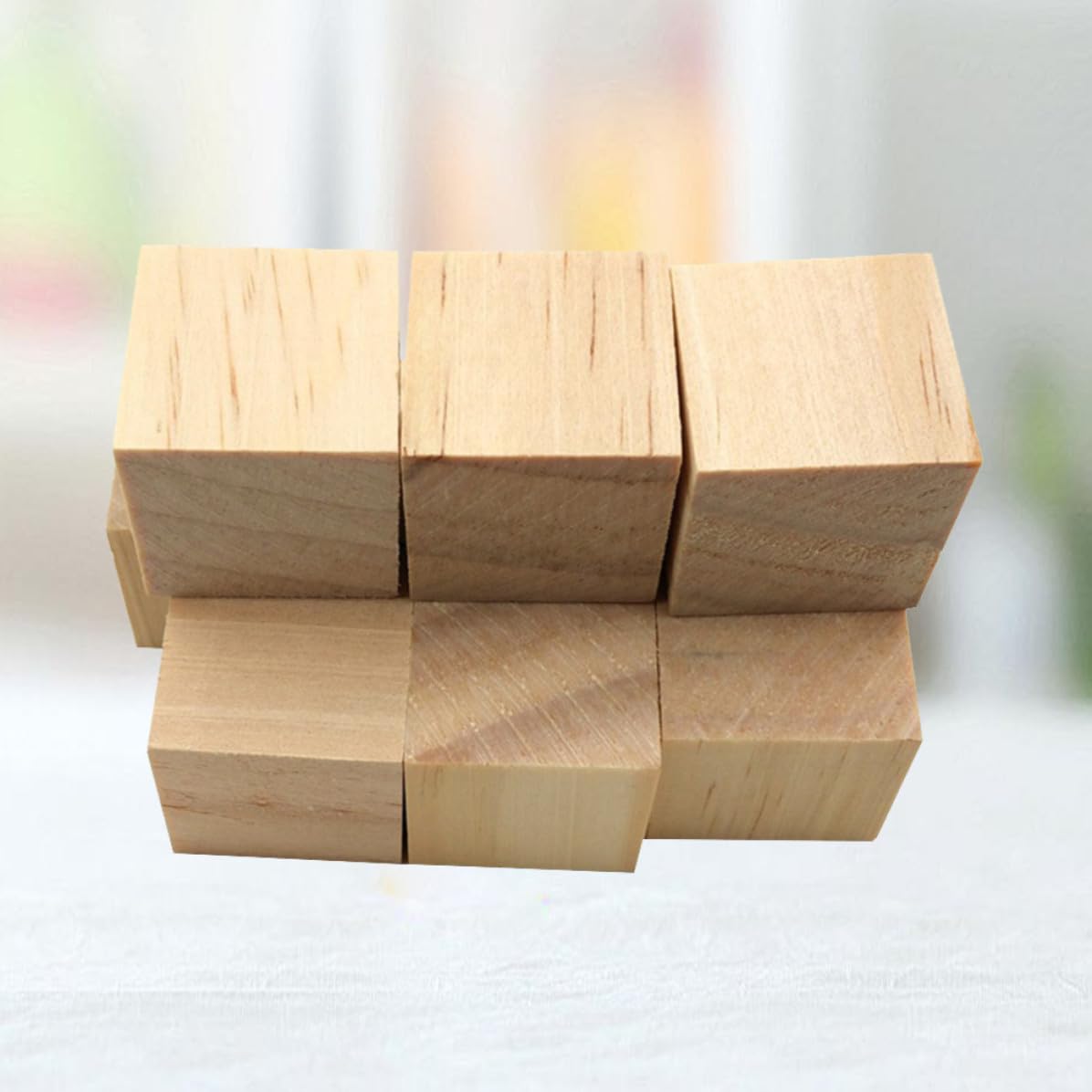 MERRYHAPY Bloques Cuadrados de Madera Beige Bloques de Construcción de Madera de Pino 36 para Manualidades Diy para Proyectos Creativos y Decoración en Casa