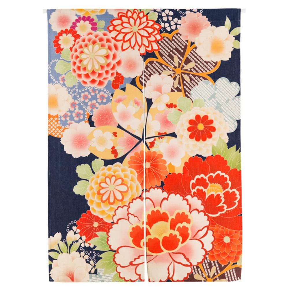 Oduo Noren - Japanese Doorway Curtain Traditional Ukiyo-e Kyoto Hanging Door Tapestry Entrance Curtain For Sushi Kitchen Home Decoration (chrysanthemum,85x90cm)