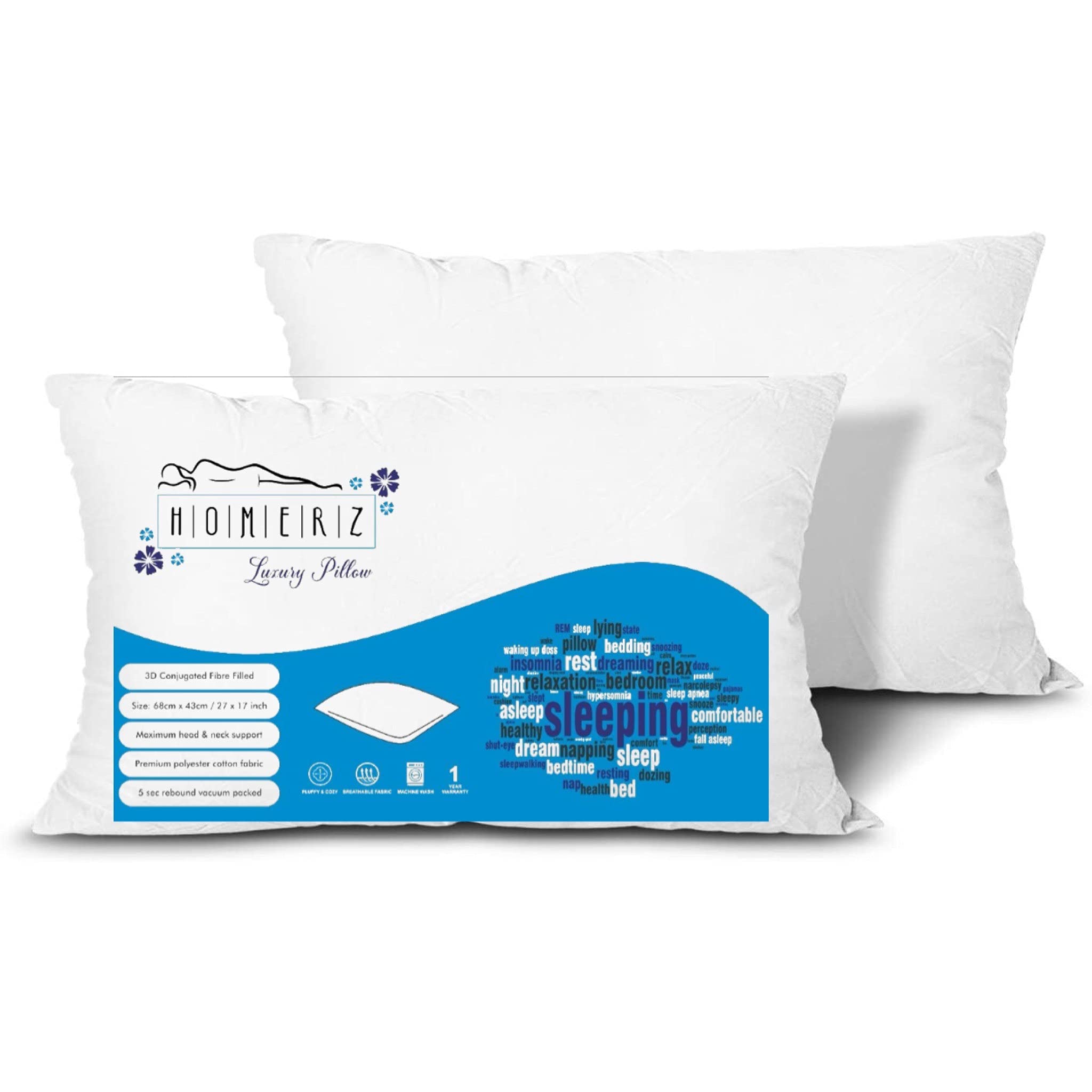 Homerz Premium Set of 2 Sleeping Pillow, 17 x 27 Size, Firm and Lofty (Pack of 2, 17x27) (B09KW76683) Amazon Price History, Amazon Price Tracker
