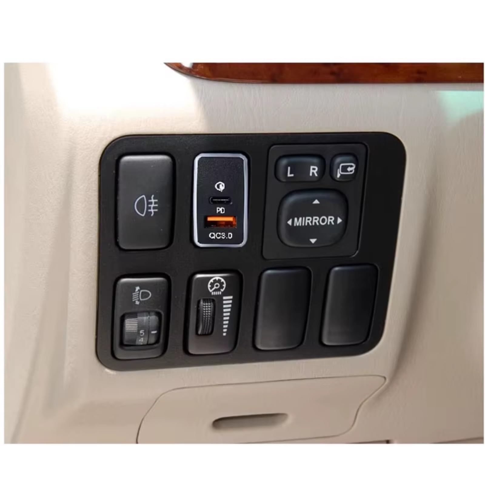 Consola USB Socket AUX Compatible Con Toyota Para Prado FJ Para LC120 Coche Para Cargador 12V/24V QC3.0 Adaptador Rápido Accesorio Teléfono Puerto USB Coche