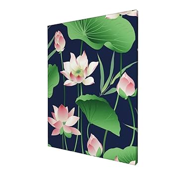 バリ絵画　蓮の花の絵画 木製フレーム付き 2032-3_3.jpg