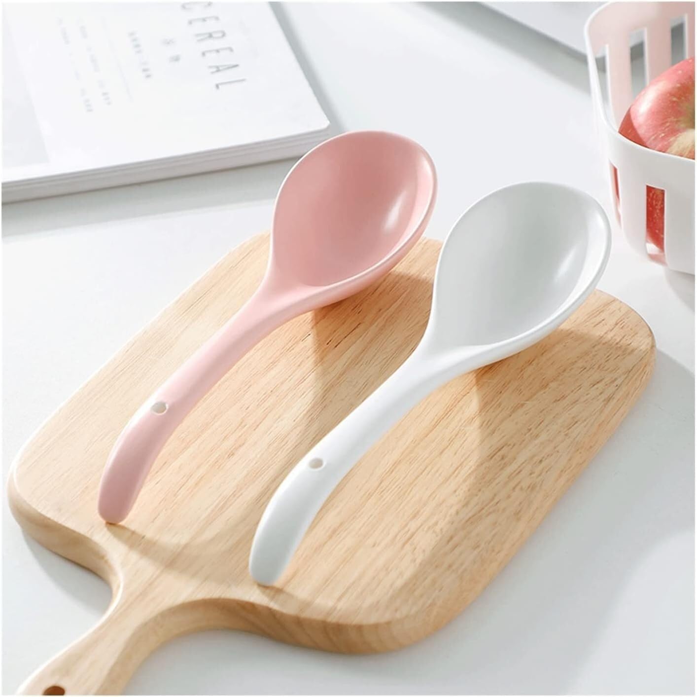 Table Tea Coffee Soup Spoons Soup Spoon Large Soup Household White Pink Spoon Spoon Long Handle Commercial Latte Spoons