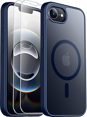 SPIDERCASE Magnetic for iPhone 16e Case, Translucent Matte Case with 2PCS Tempered Glass Screen Protector Anti-Scratch Anti-Fingeprint Slim Phone Case for iPhone 16E 6.1'', Black
