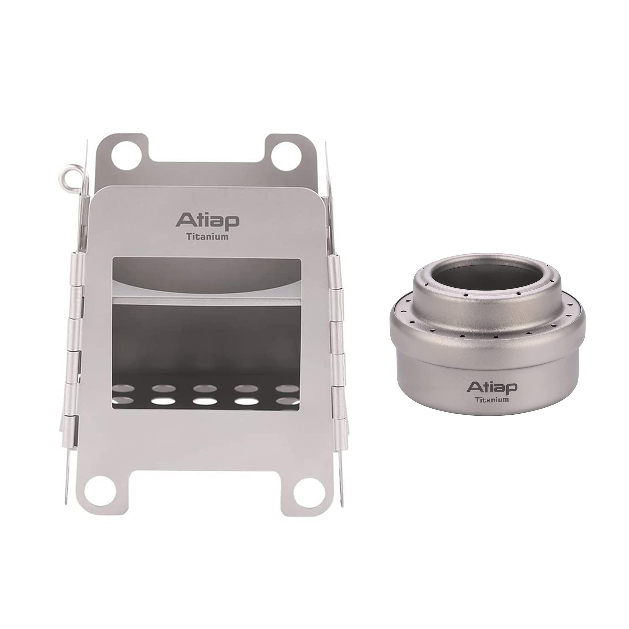 Titanium Wood Burning Stove Foldable and Titanium Alcohol Stove Portable for Outdoor Camping Picnic BBQ