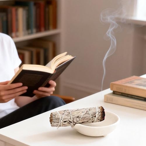 Miniatura 6 de Soporte de incienso 4 en 1 con colector de cenizas para conos, salvia, palo, santo, moderno, de cerámica, quemador, para limpieza y meditación