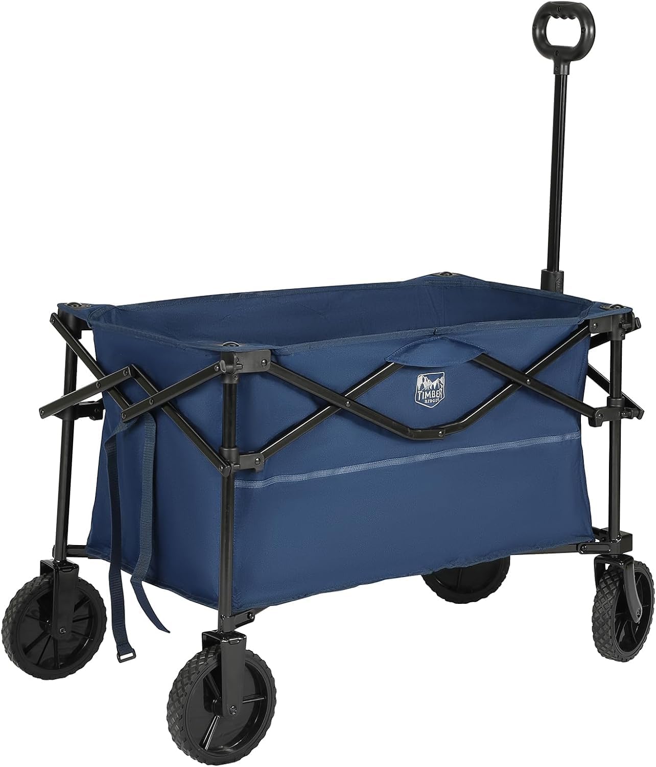 TIMBER RIDGE wagon folded compactly and standing upright for storage.