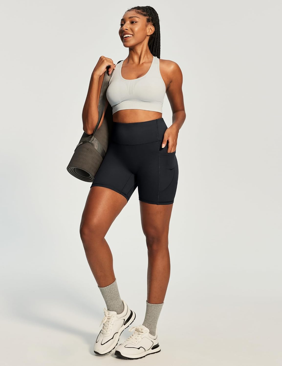 Heathyoga 6" Butt Lifting Biker Shorts Women with Pockets Workout Shorts Women Tummy Control Yoga Shorts Spandex Shorts Gym - Image 3